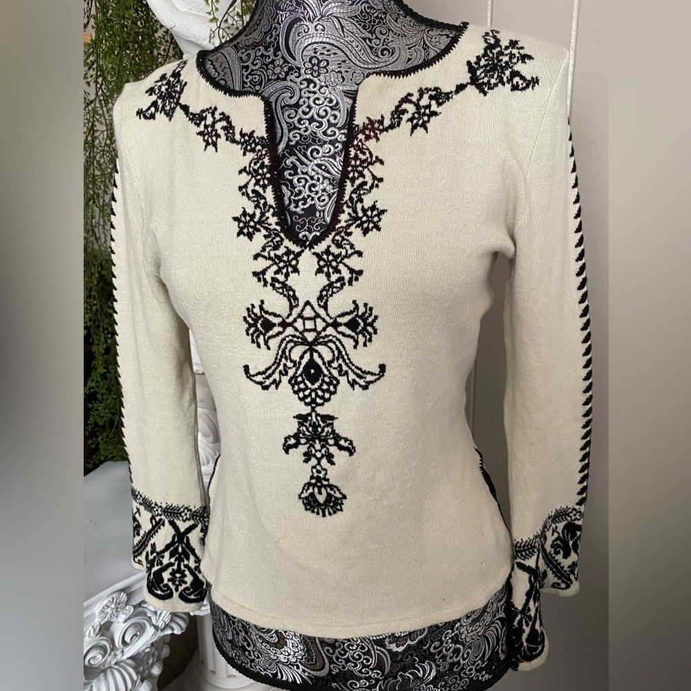 Y2K VINTAGE BETTE PAGE BELL SLEEVE KNIT SWEATER, M